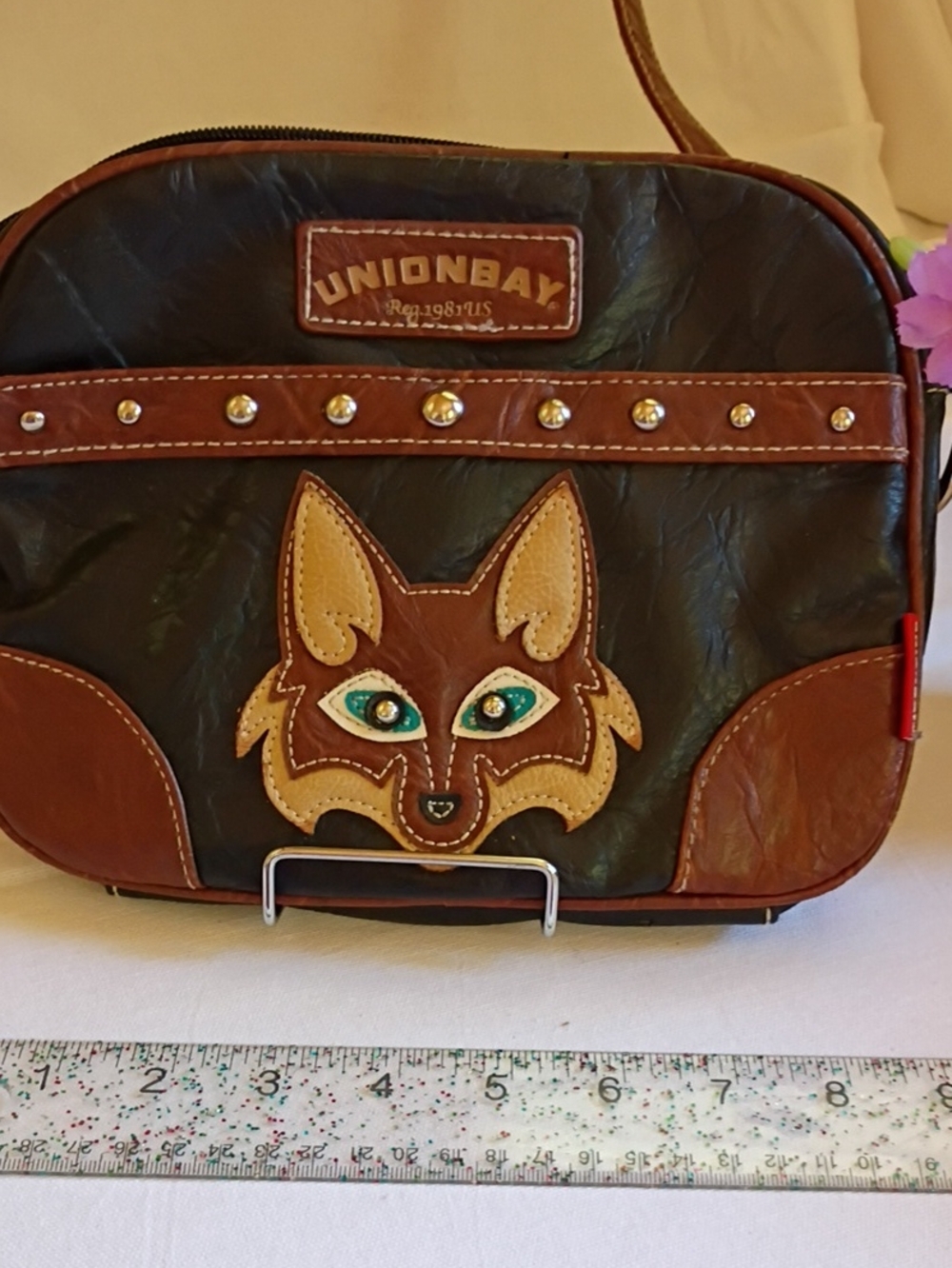 UNIONBAY Brown and Tan Fox Appliqué Crossbody